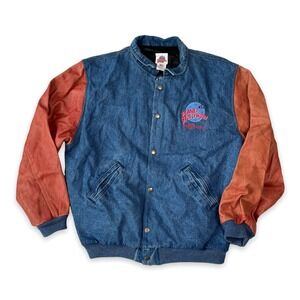 Planet Hollywood Jacket Men Large Walt Disney World Letterman USA Made VTG Denim